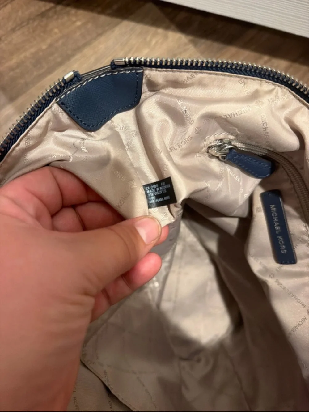 Michael Kors Navy Saffiano Leather Top-Zip Tote